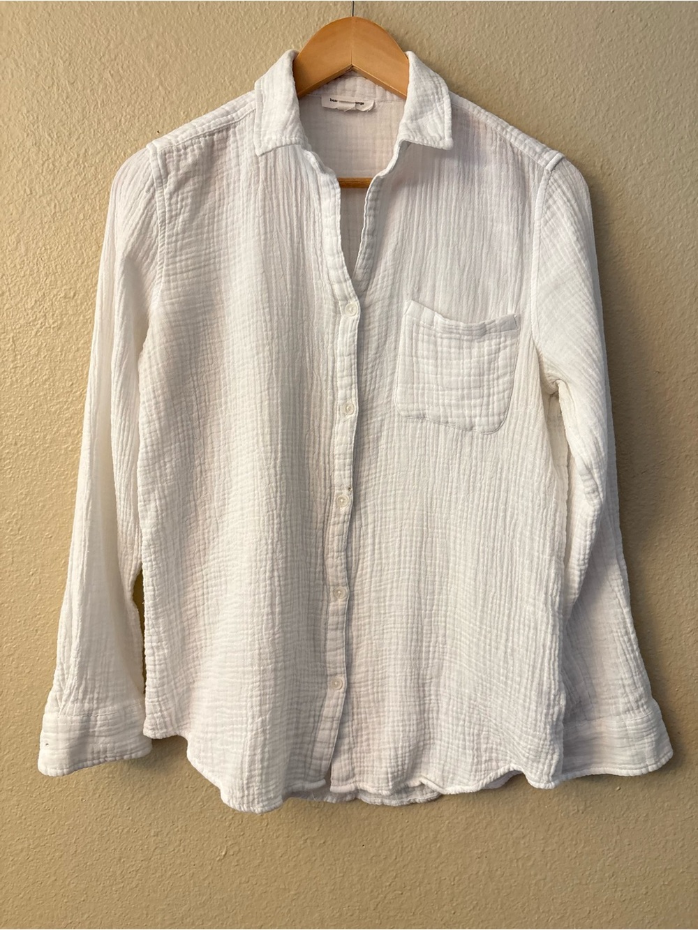BeachLunchLounge White Cotton Gauze Button Down Shirt Small 100% Cotton